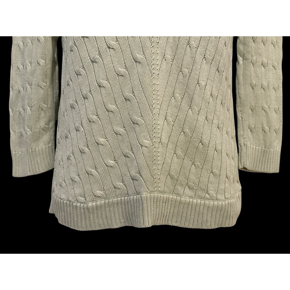 Ralph Lauren Women Sweater S Cable Silk V-Neck Pistachio Pullover EUC Preppy - Picture 5 of 8